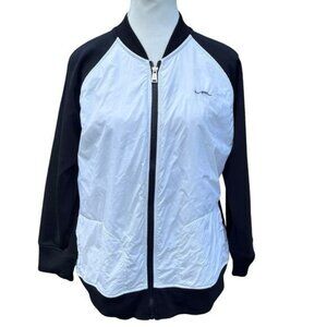 L-RL‎ Lauren Active Ralph Lauren Women's Jacket White Nylon Black Zip Front XL